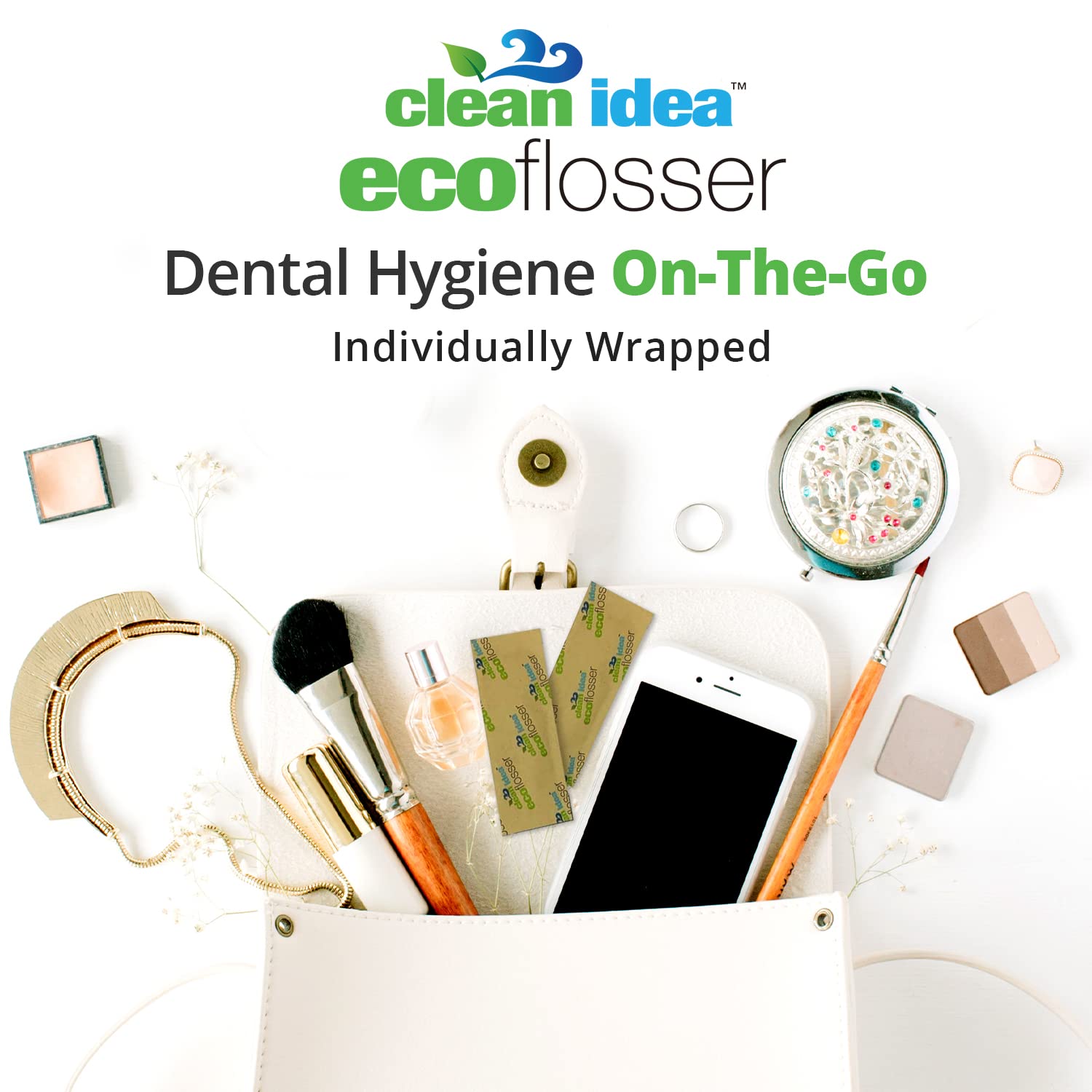 EcoFlosser – Empaquetado individualmente – 180 púas – Púa de hilo dental – Basado en plantas – Palo de hilo dental