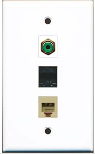 Riteav – Piastra A Muro 2 Porte RJ11 RJ12 + CAT5e | Doppia Presa Telefono E Rete Ethernet Beige | Connettori Passanti Senza Attrezzi - 5