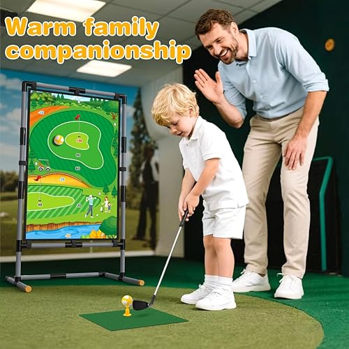 Miniatura 2 de Juego de astillado de golf  Alfombrilla de doble cara con soporte, divertido juego de práctica para niños y adultos, uso en interiores y exteriores