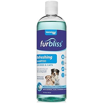 VETNIQUE LABS Furbliss Refreshing Grooming Dog & Cat Pet Shampoo - No Wet Dog Smell, Tear Free, Smelly Dog Relief (16oz)