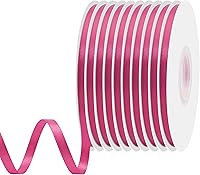 Vista 34 de Cinta de satén rosa polvoriento de doble cara, 3/8 pulgadas x 50 yardas, cintas de poliéster rosa polvoriento para envolver regalos, cinta de tela