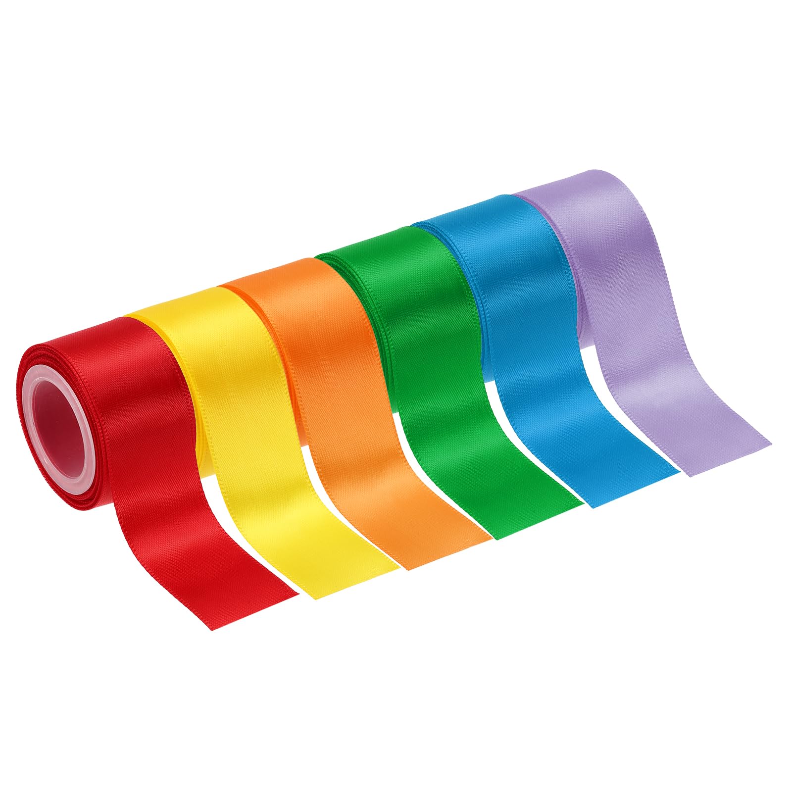 PATIKIL 1-1/2 Inch x 30 Yards Solid Satin Ribbon, 6Pcs Polyester Fabric Ribbon Roll Single Faced for Gift Wrapping Crafts Wedding Birthday Bouquet Hair Bows DIY Decoration, Multicolor