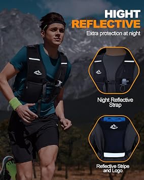ISEYOU Running Vest, Adjustable Unisex Reflective Vest with Waterproof Zipper Phone Pocket and 7 Storage Compartments, Lightweight and Breathable, Perfect for Running, Cycling, and Hiking