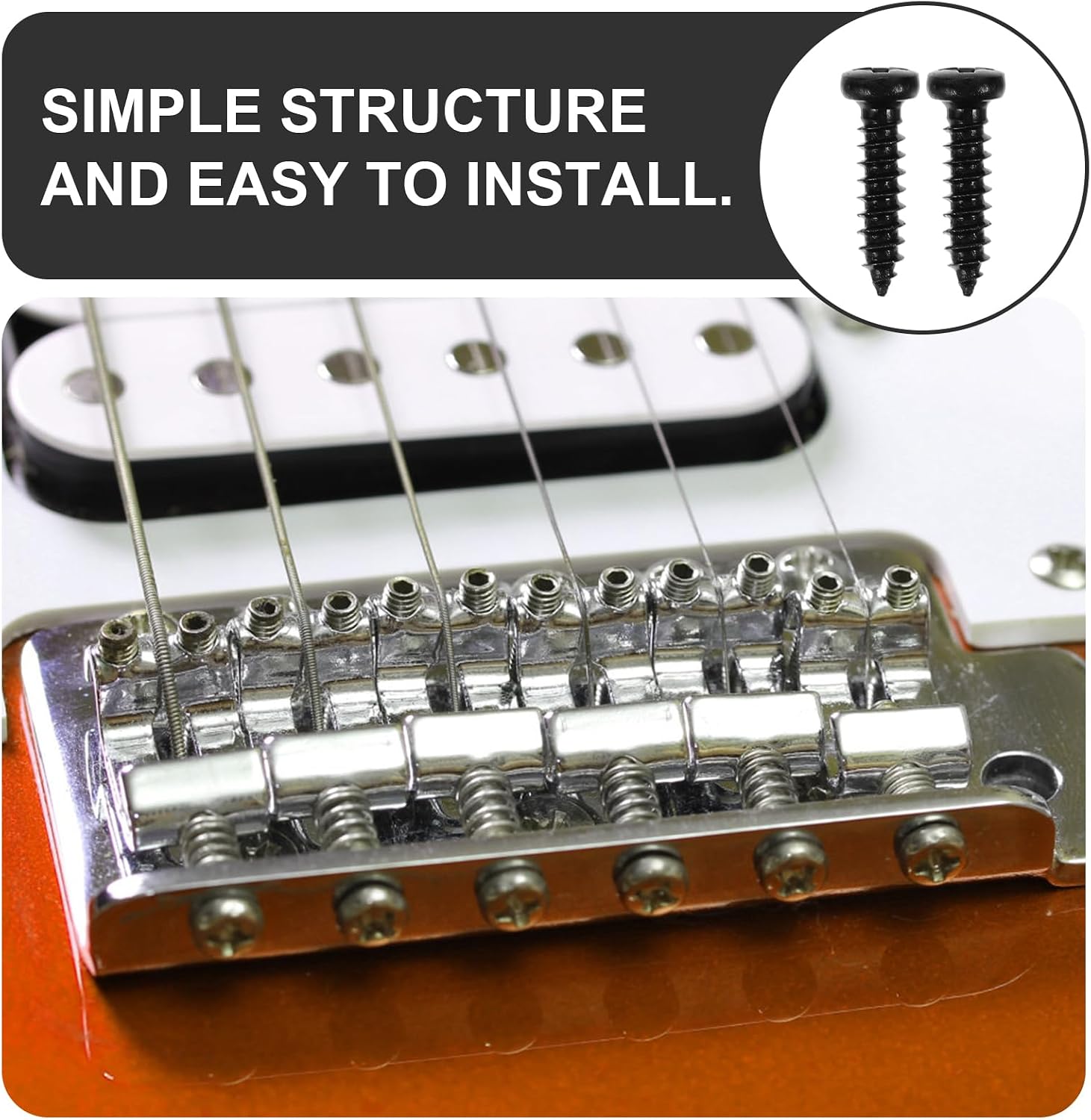Healifty Guitar Tuner Screws Set 50Pcs 0.43In Replacement Mounting Screws for Electric Acoustic Bass Guitar Tuning Pegs Hardware Accessories