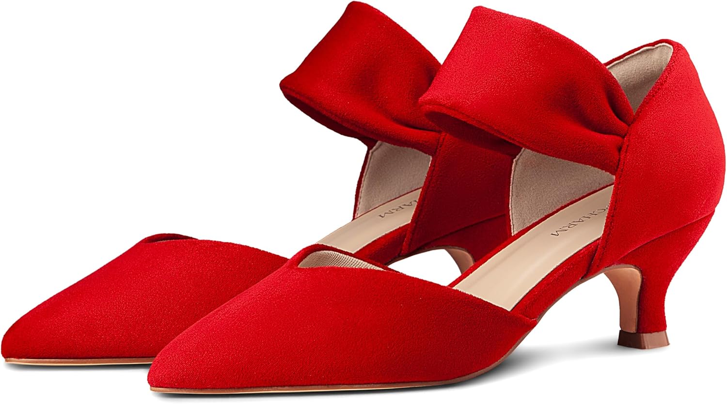 Women's Kitten Heels Pointed Closed Toe Ankle Strap Low Pumps Dress Shoes Slip On Pumps for Wedding Party Work - Image 5