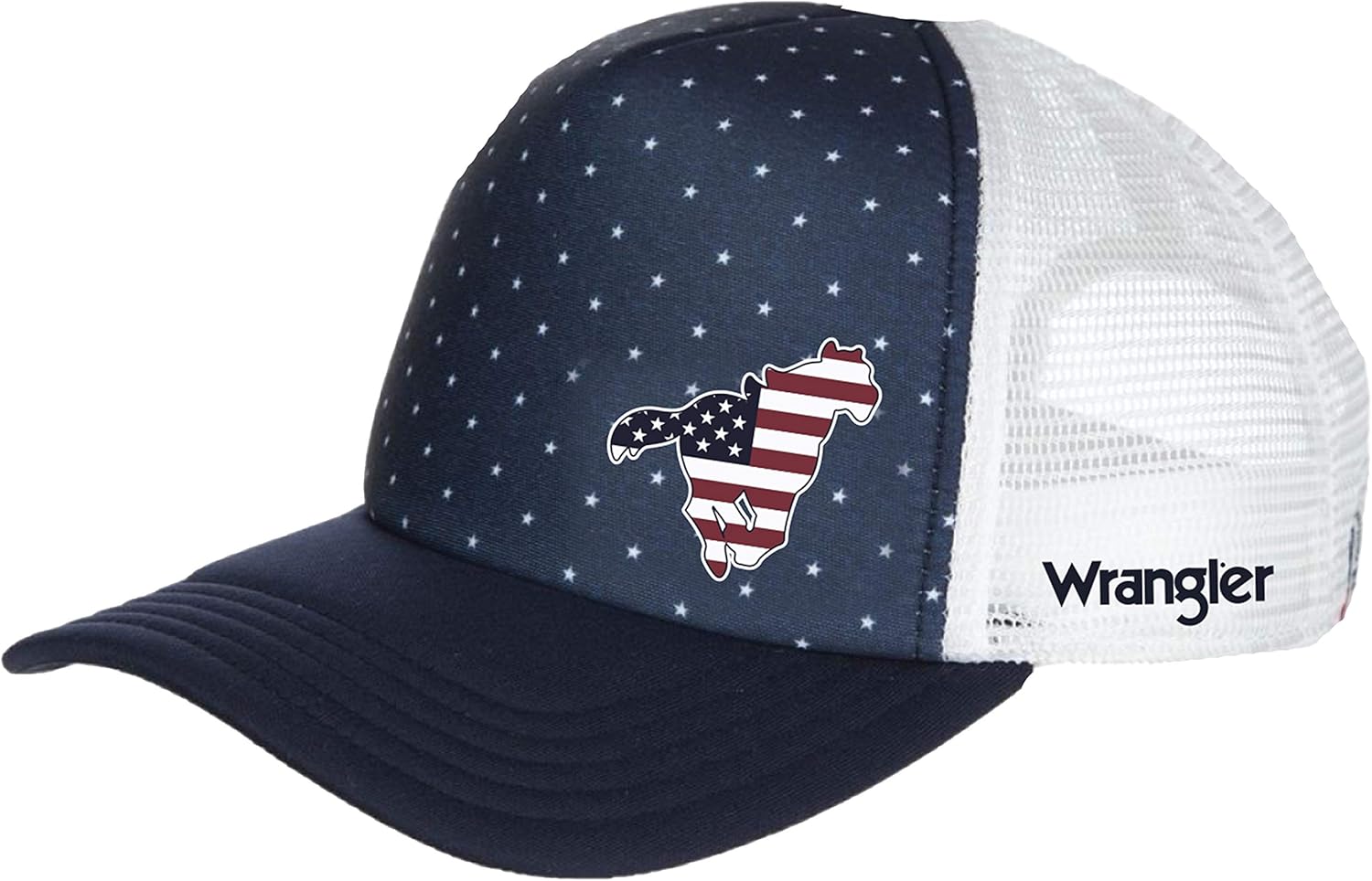 Wrangler Women's American Flag Horse Patch Mesh Back Trucker Cap Navy : Clothing, Shoes & Jewelry