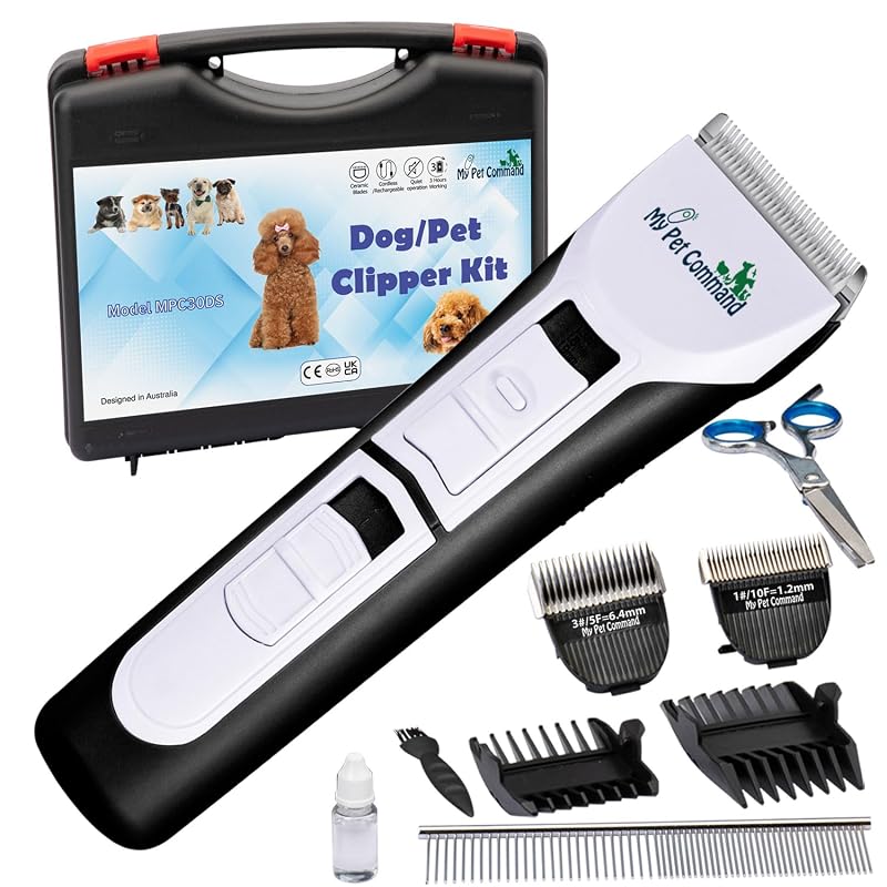 Máquina de Tosa Elétrica sem Fio para Cães e Gatos My Pet Command MPC30DS com Lâminas Cerâmicas e Kit