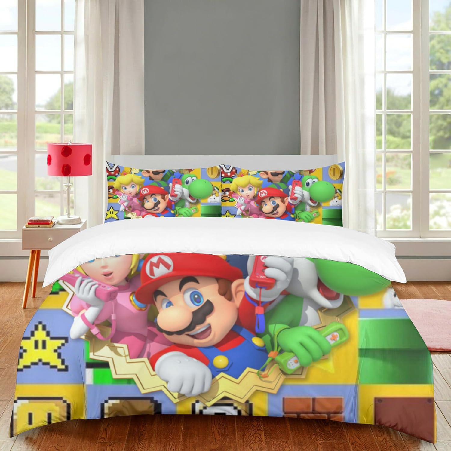 3 Piece Bedding Set Mario Comforter Set Duvet Cover Set Super Soft