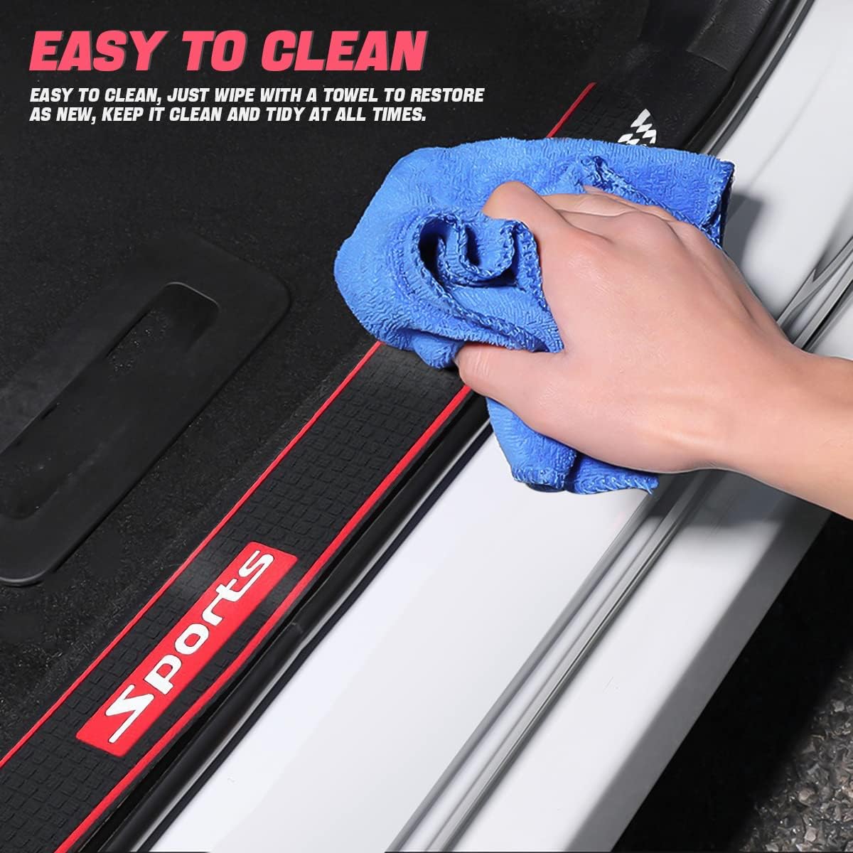 Car Rear Bumper Guard Protector, Universal Black Rubber Anti-Scratches/Slip Trunk Door Protective Pad for Most Cars, Auto Accessories for Men Women (Black/Sport)