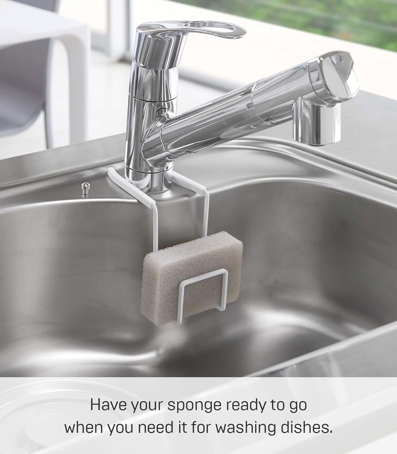 YAMAZAKI Home Tower Faucet-Hanging Sponge Holder - Kitchen Organizer Sink Rack Basket - Steel