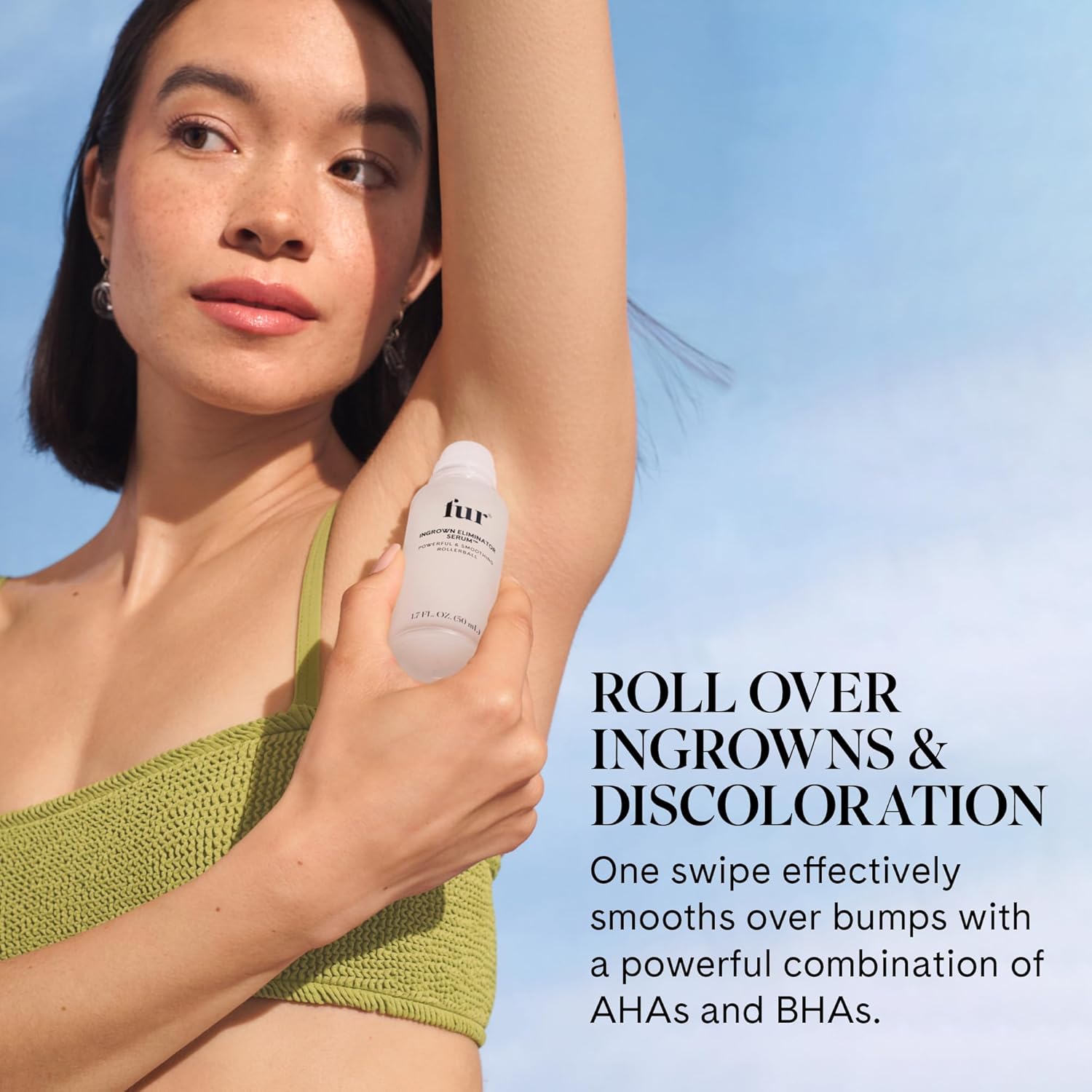 Fur Ingrown Eliminator Serum Rollerball - Powerful Ingrown Hair Treatment Serum With AHAs and BHAs to Treat and Prevent Ingrown Hairs and Bumps, Hydrates and Soothes Irritated Skin - 50 ml