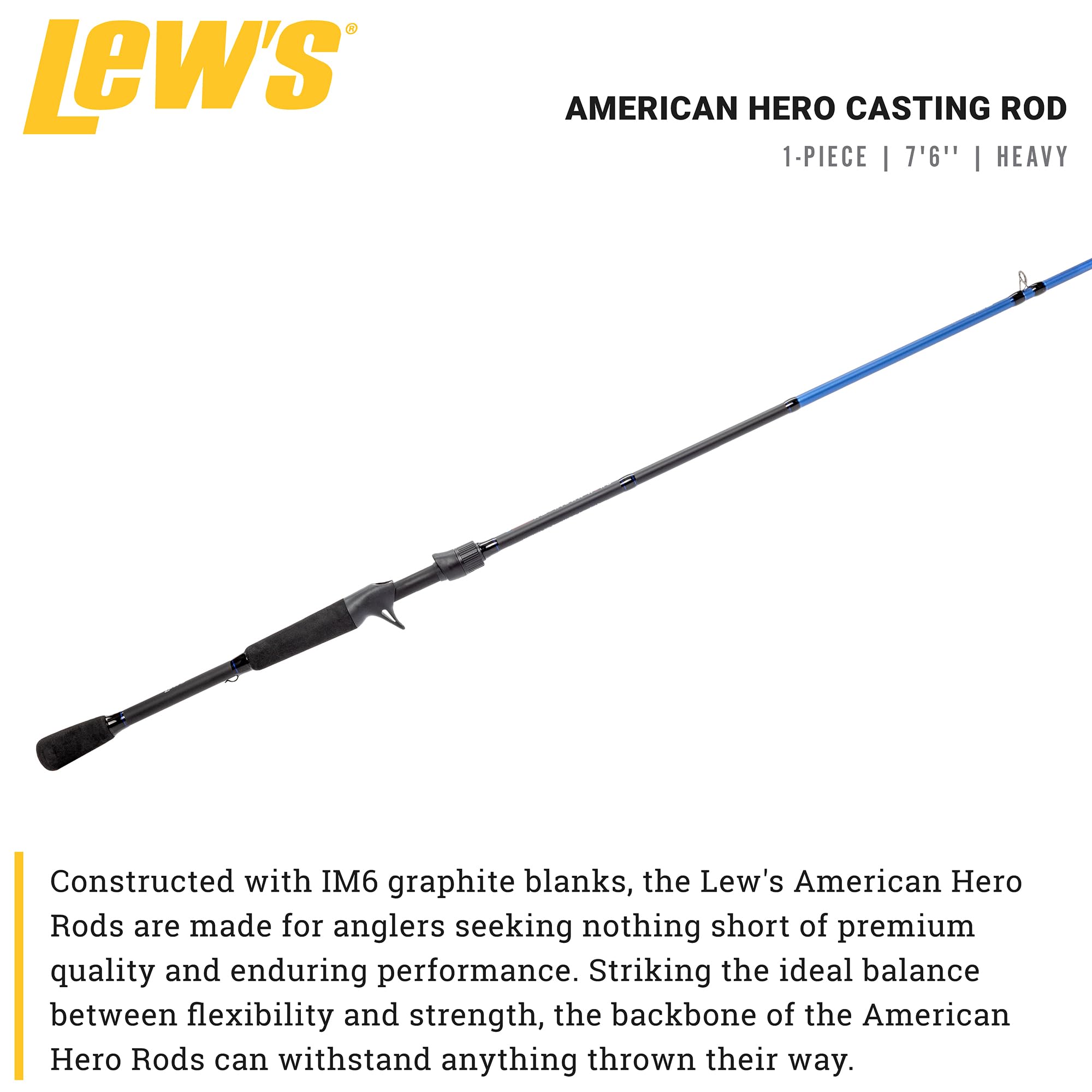 american made fishing pole Amazon.com: Lew's Hero Casting Rod, 7-ft 6-in 1-Pc, Heavy Power Ardent Apex Tournament, 6.5:1 or even deep water steel only Flat Bugg Color & Size:Black Gold 3/16oz