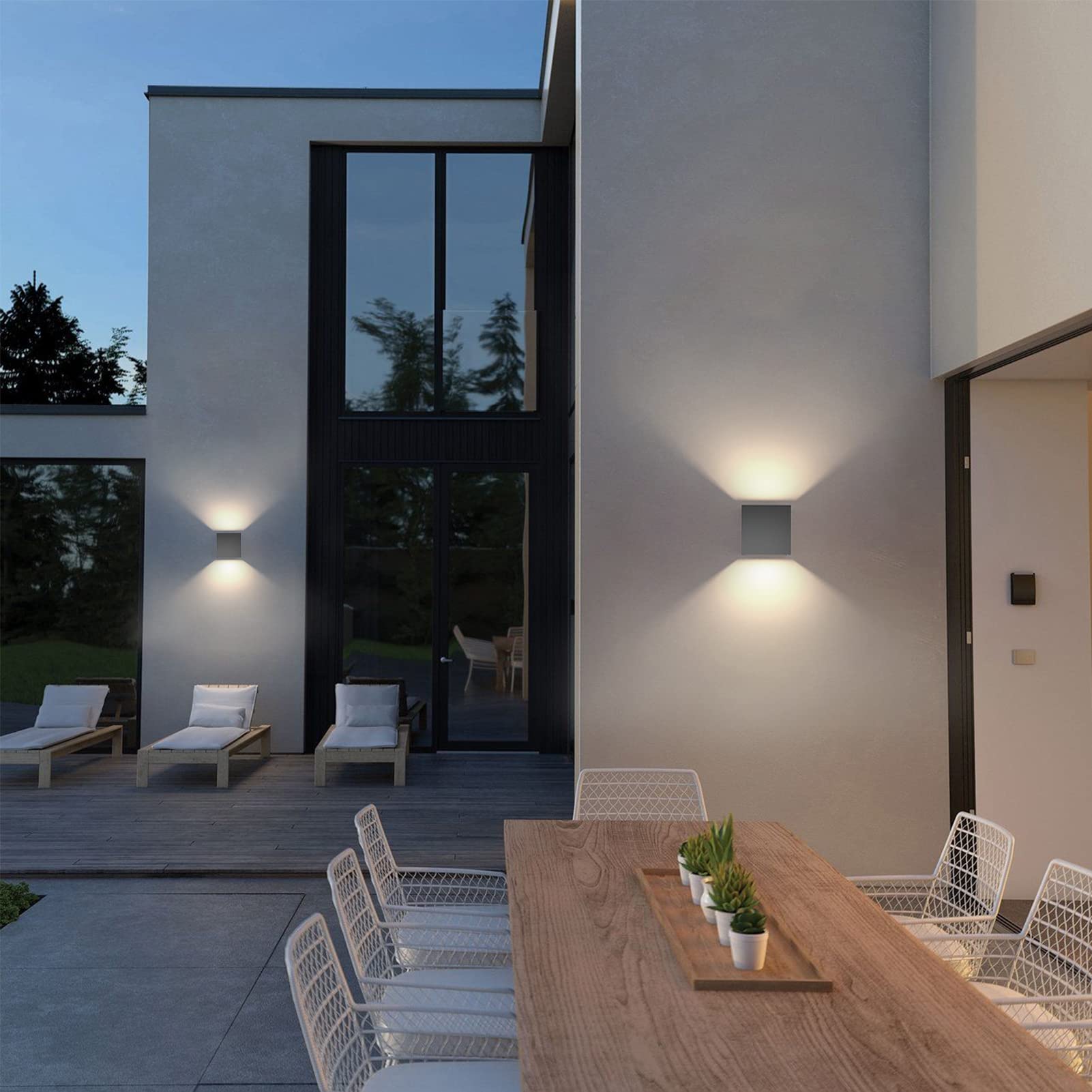 K-Bright 4 Pack Applique da Parete Interno/Esterno LED 12W Applique Esterno Angolo del Fascio Regolabile su e Giù 4000K Bianco Naturale Lampada da Parete IP65 Impermeabile (Grigio scuro)