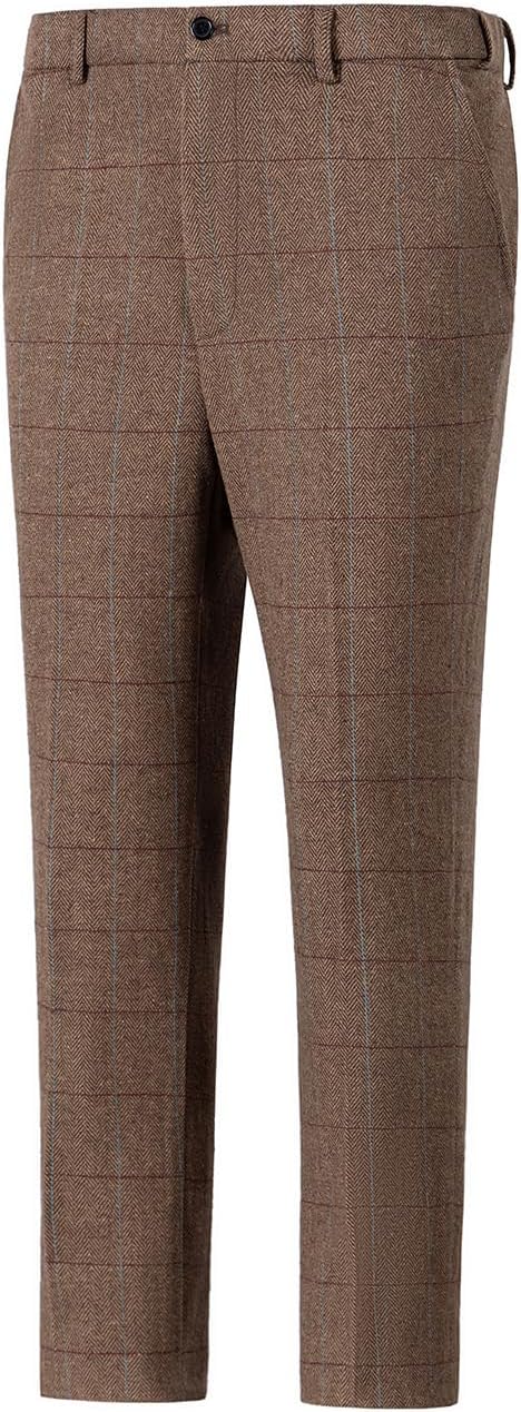 Men's Dress Pants Tweed Plaid Classic Fit Siut Separates Slim Stylish Wool Casual Business Suit Pants