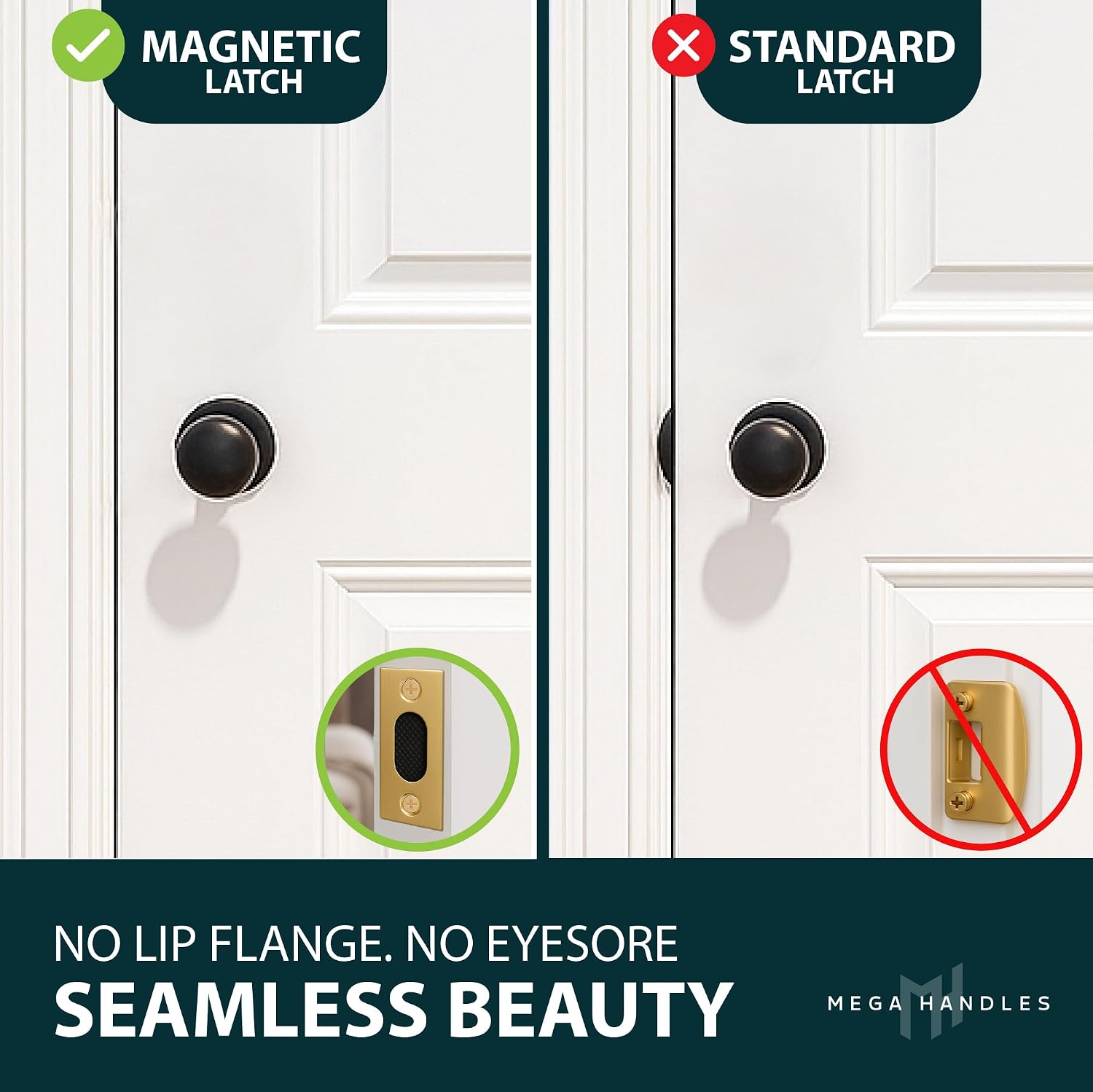 Mega Handles Magnetic Tubular Latch Satin Brass (1-Pack) - Door Lock Latch image 5