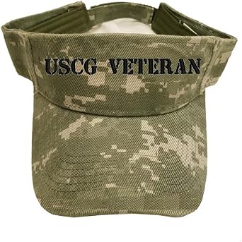 Military USCG Text U.S. Coast Guard Veteran Digital Camo Visor