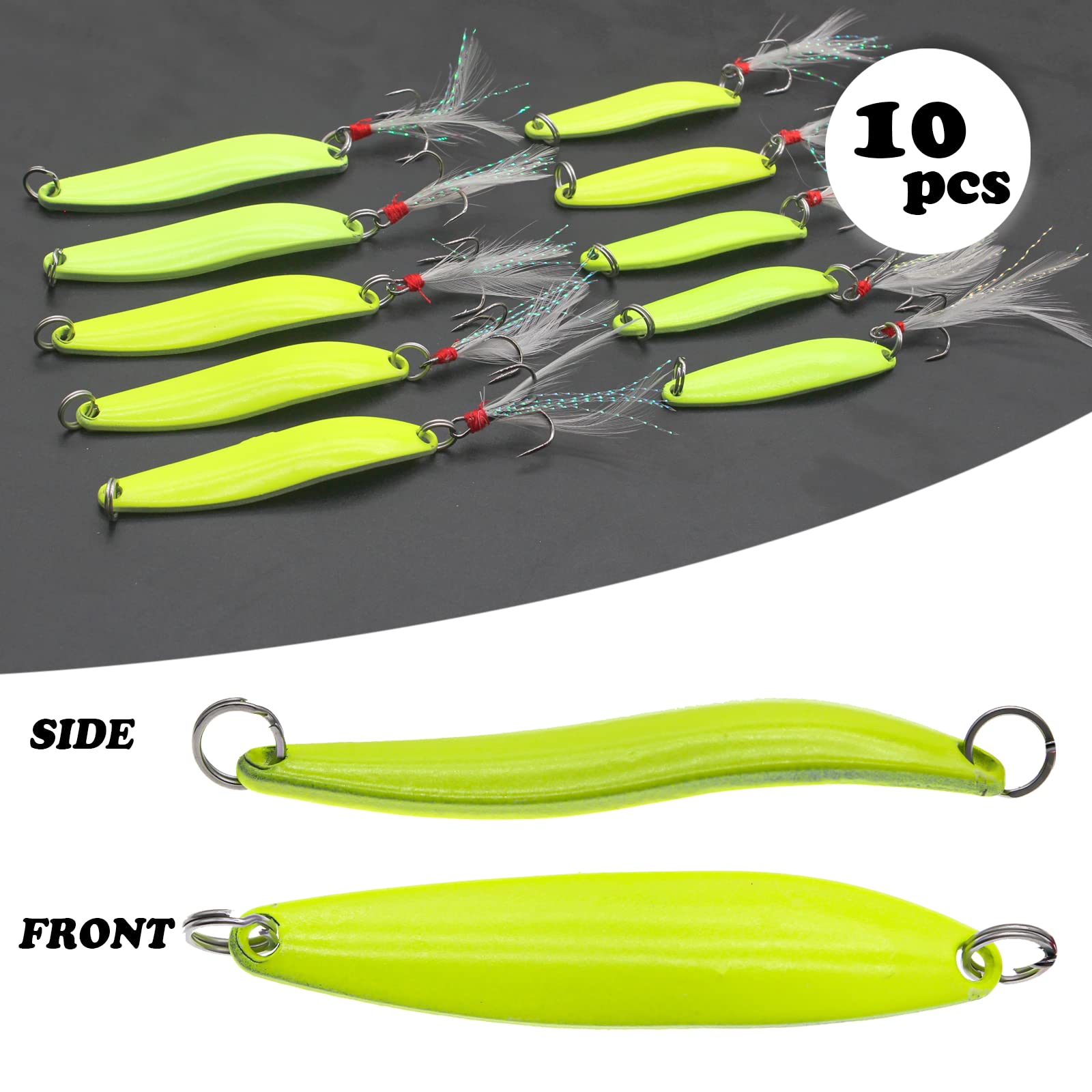 Fishing Lures,Fishing Spoons, Colorful Casting Fishing Spinner Hard Baits Tackle Single Hook for Trout Bass Salmon Freshwater Saltwater with Metal Hooks