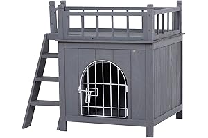 PawHut 2-Level Wooden 2 story dog house, Outdoor Dog Shelter