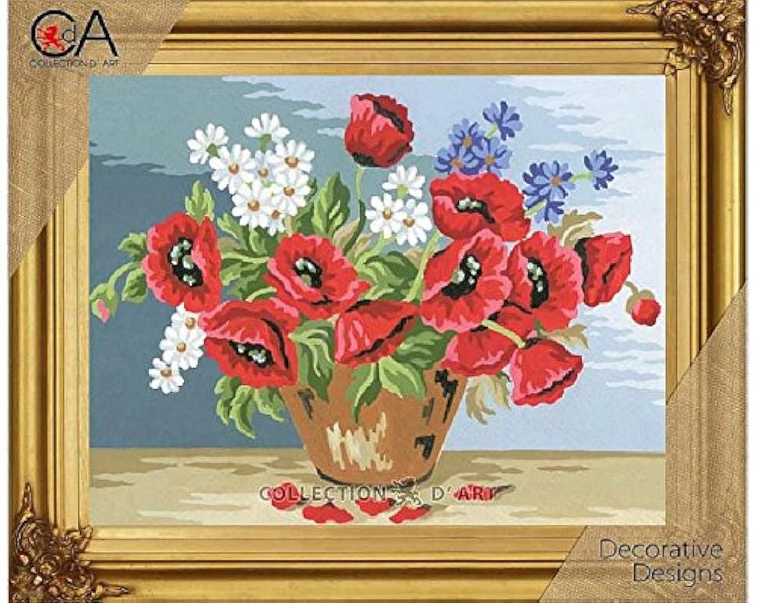 Kit de tapisserie Fleurs 1 canevas broderie fil coton multicolore 38x25 cm