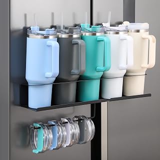 1 Pcs Magnetic Cup Holder Compatible with Stanley Cup 30/40 oz for Refrigerator Water Bottle Tumbler Organizer, Ideal for Kitchen (5 Holder)