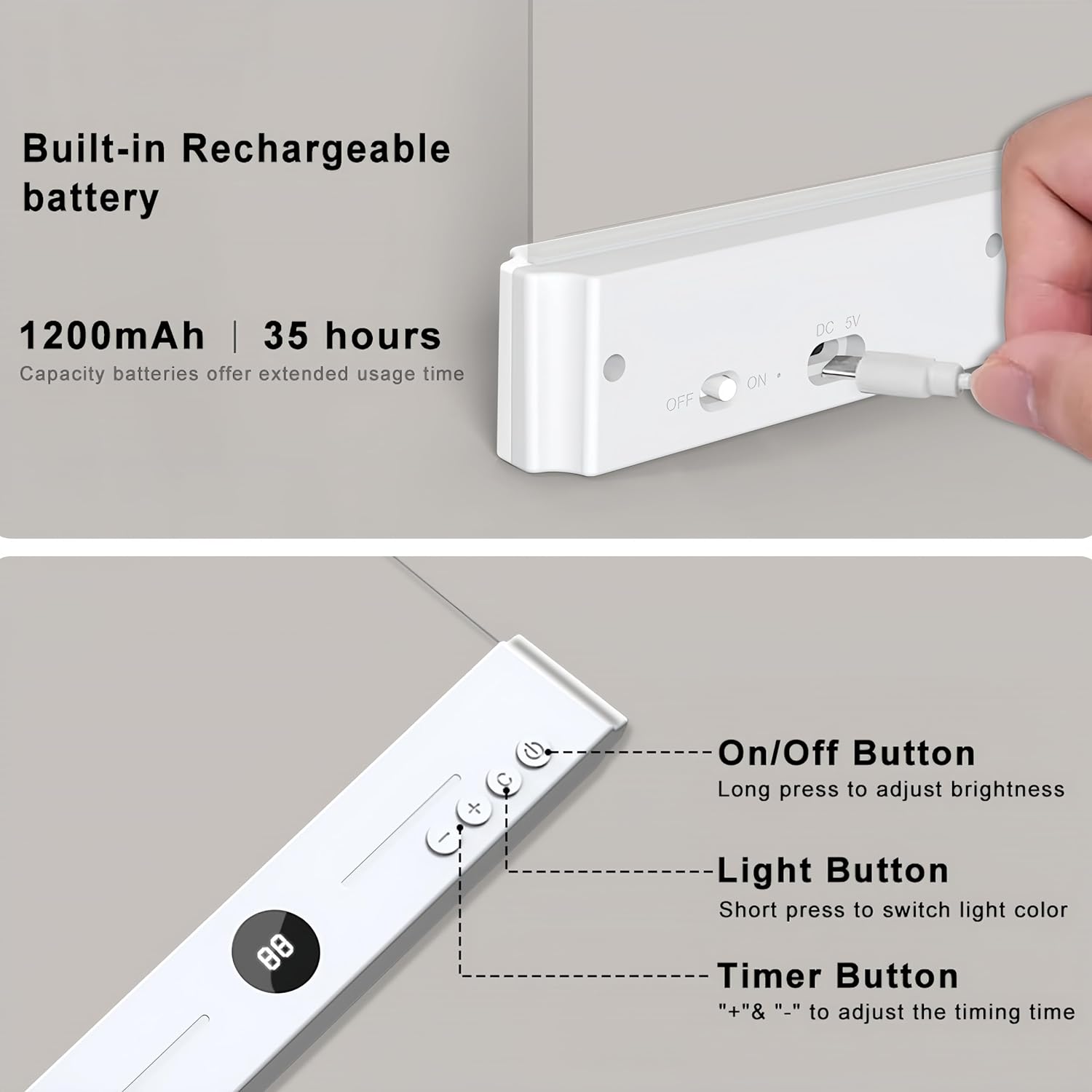 LED Flat Book Light for Reading in Bed, Eye-Caring Books Lights, 3 Color Temperatures & Stepless Dimmable, Portable Flat Panel Lamp Page, USB Rechargeable Night Light for Kids & Adults (White)