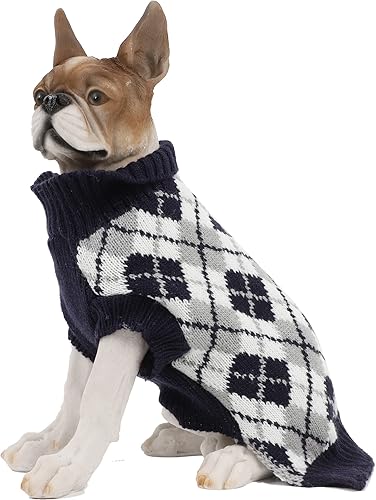 Miniatura 1 de Ropa para mascotas Suéter de diamantes a cuadros para perros y gatos, accesorios para perros, ropa para perros, sudadera para mascotas (L, A01-azul