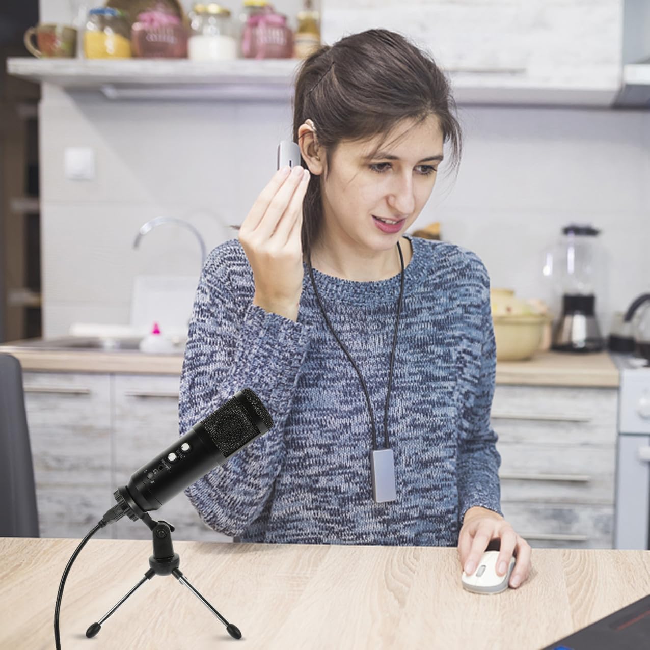 LIFKOME USB Condenser Microphone Kit for Recording Adjustable Low Noise Mic with USB Connection for Computer Live Streaming and Meeting