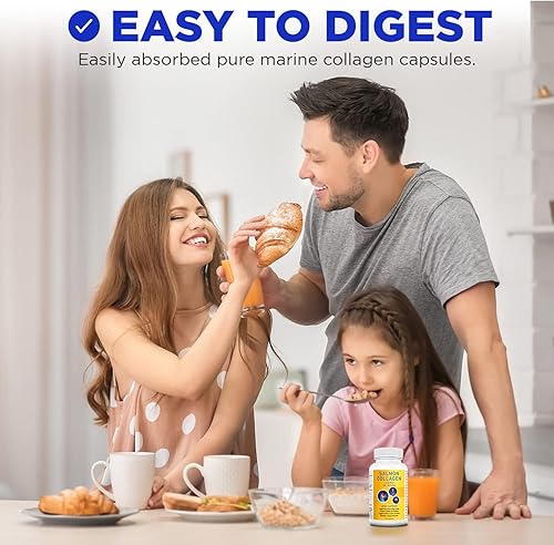 Vista 6 de Salcoll Cápsulas de colágeno marino premium, 120 unidades, suplemento de colágeno de pescado para apoyo articular, piel, cabello y uñas