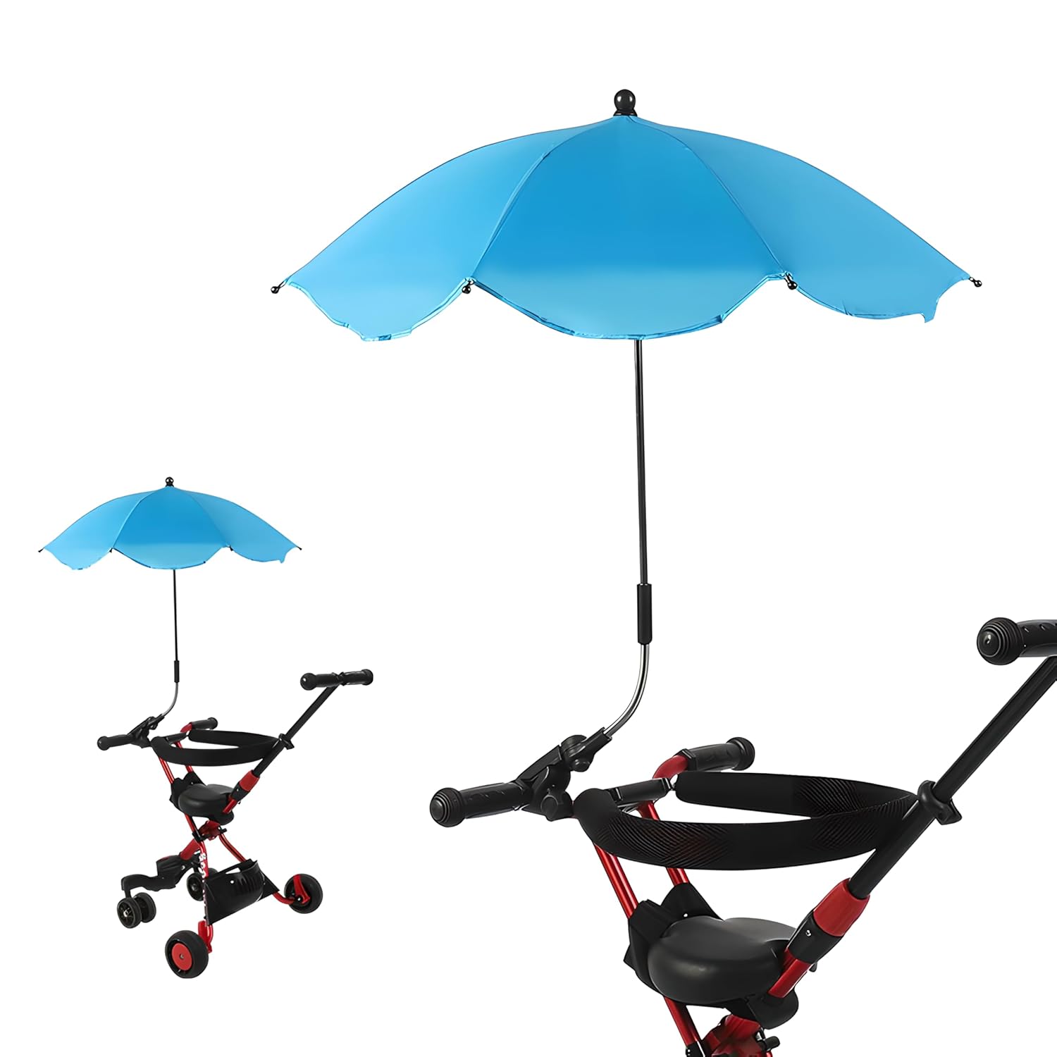 Universal Baby Stroller Sun Shade, Waterproof Umbrella with Holder Clip, for Strollers, Bikes (Deep Blue)