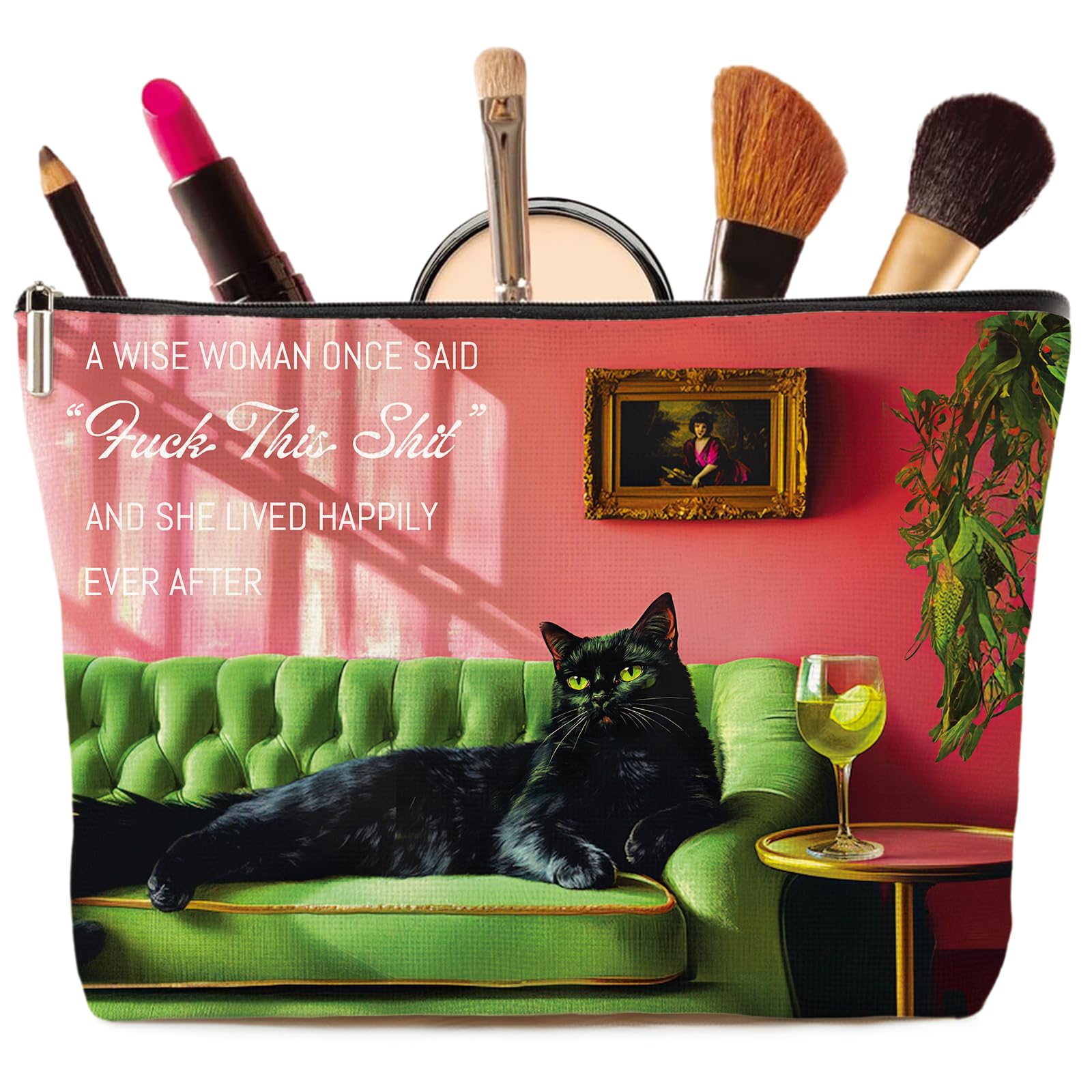 Joybble Makeup Bag, Cat Make up Bags for Women Girls Cat Gifts for Women Small Flat Lay Makeup Bag