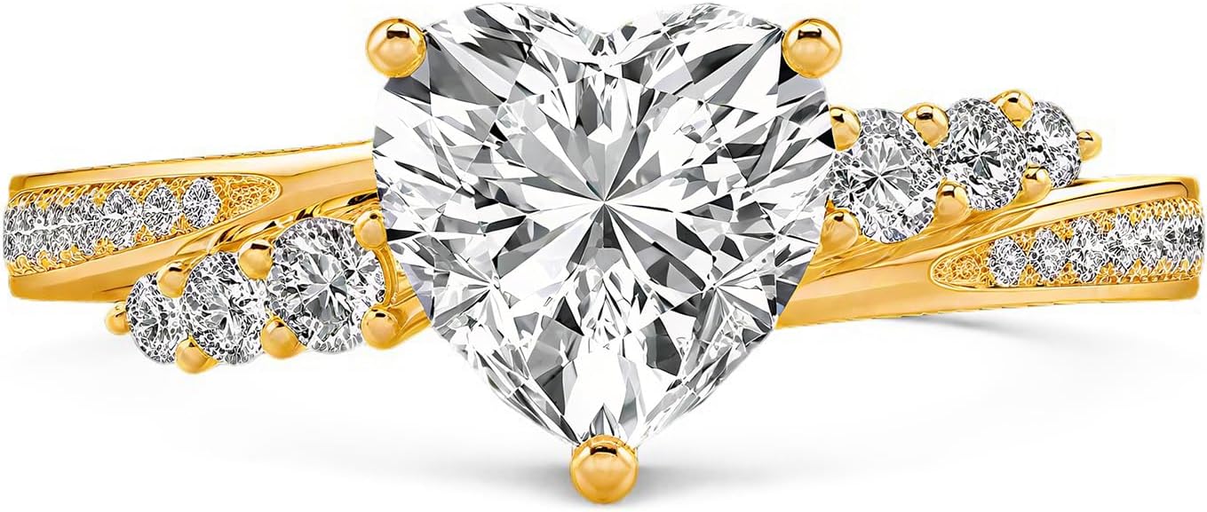 1-3 CT Heart Shaped Moissanite Engagement Ring 10K 14K 18K White/Rose/Yellow Gold Twisted Custom Moissanite Ring Anniversary Commitment Gift for Her
