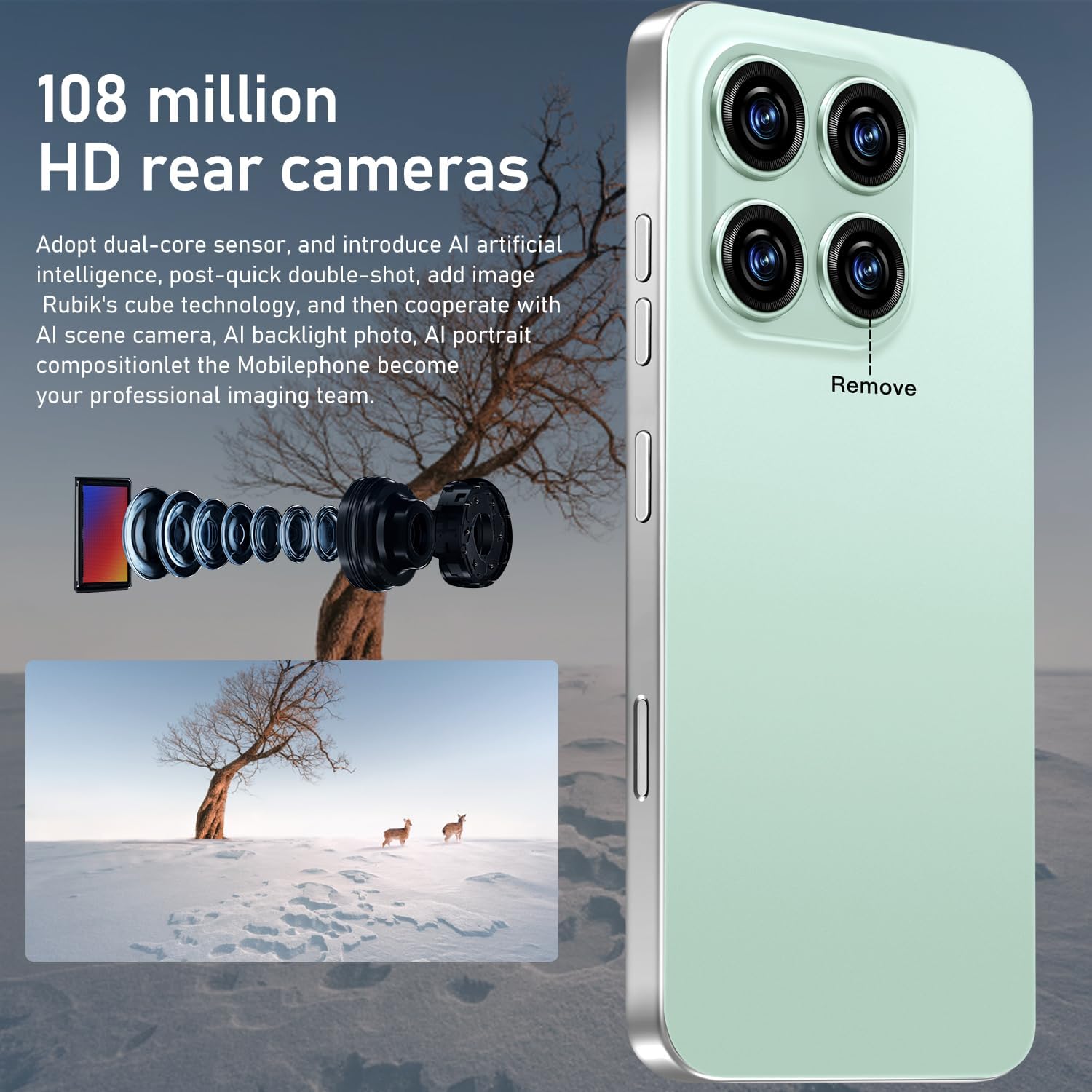 16PROMA X Unlocked Phone, 6.99inch HD AMOLED Screen Smartphone, Battery 7000mAh Cell Phone, Android 13.0 12+512GB with 128GB Memory Card, Face ID/Fingerprint Lock/5G/Photos/GPS (Green) image 5 of 6 B0DT4NXTH8