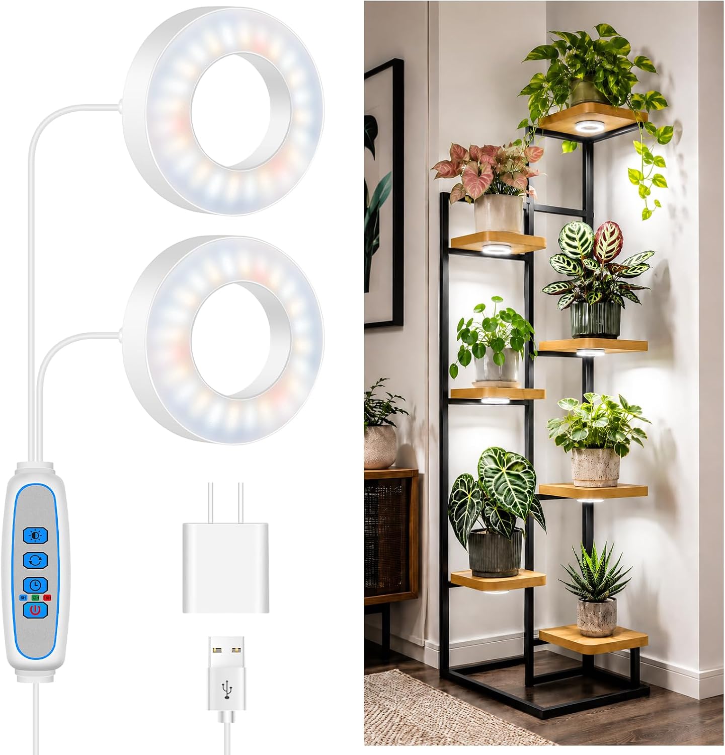 Wiaxulay 3.5in Grow Lights for Indoor Plants Growing, Full Spectrum 5V/2A