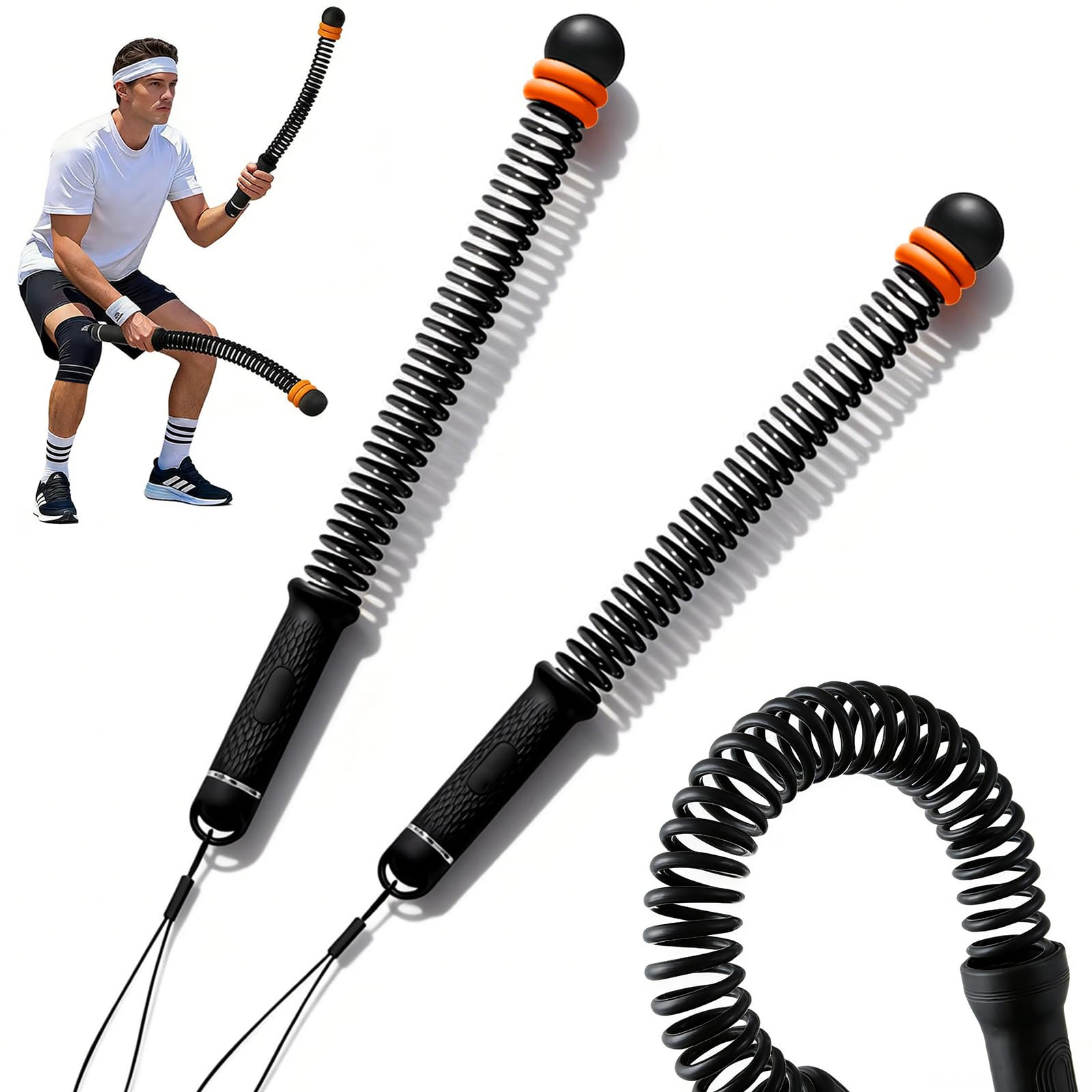 Battle Ropes, Battle Ropes for Home Workout with Adjustable Weights for Full Body Workout & Fat Burning (Black Orange)
