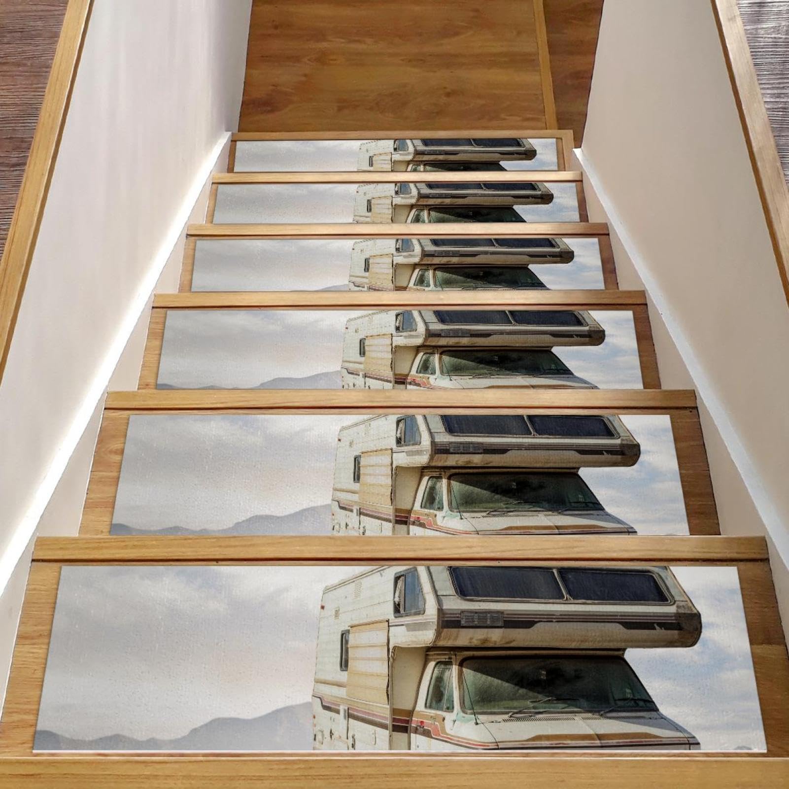 Alfombra para escaleras de coche de estilo vintage, pack de 15 piezas antideslizantes