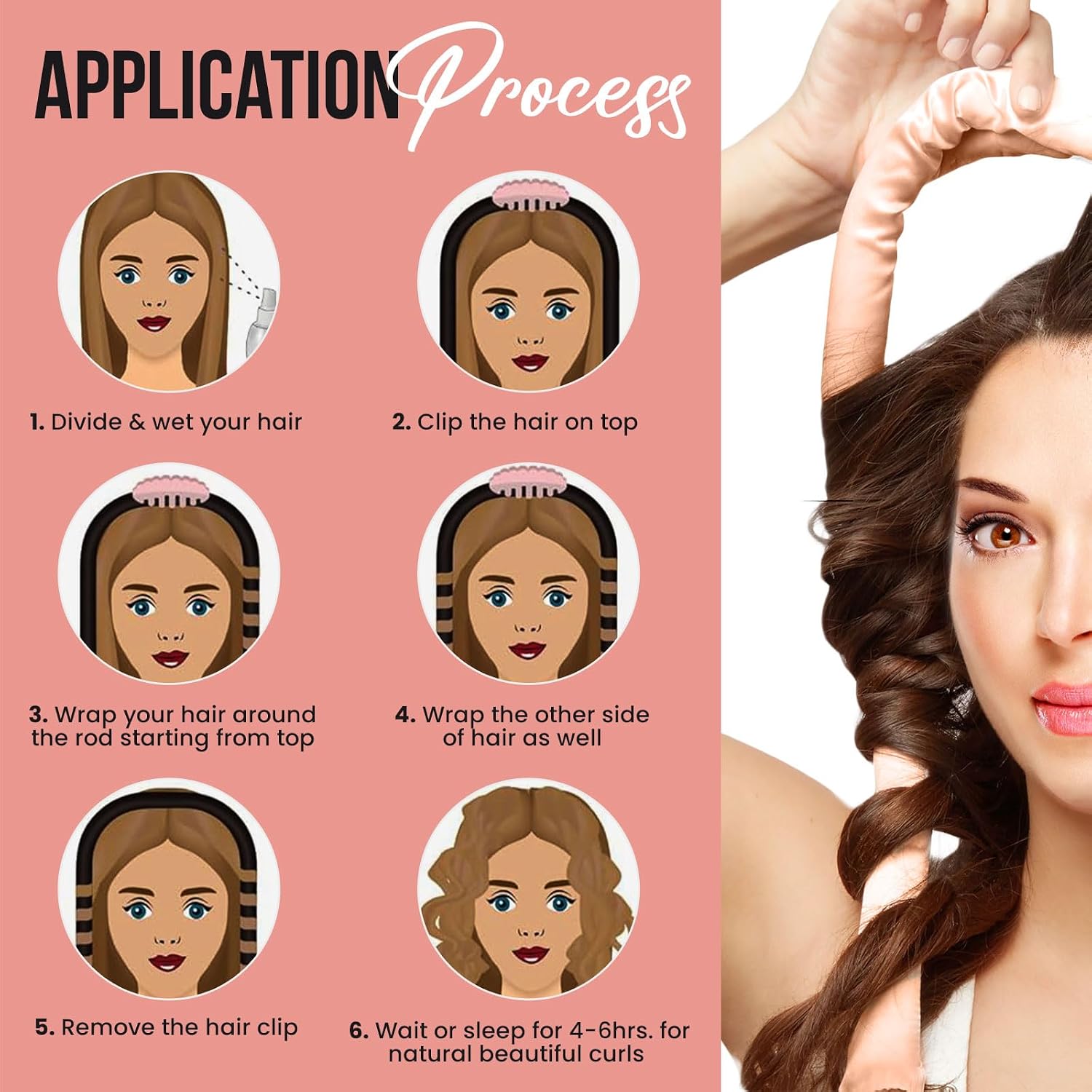 Silk Heatless Curling Rod Set for Overnight Bouncy and Voluminous Heatless Curls - Hair Rollers and Headband Wrap for All Hair Types