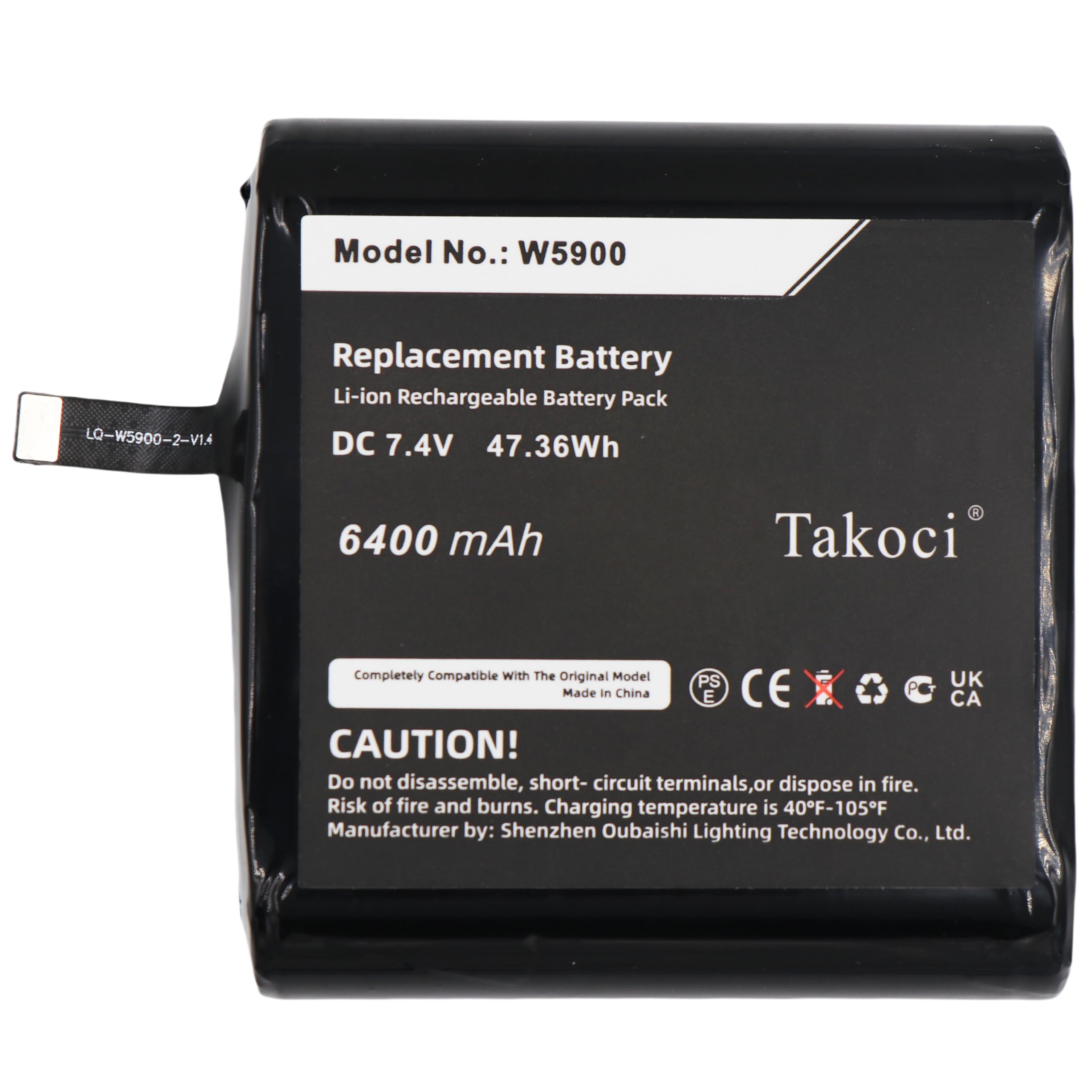 SCESMIA W5900 Replacement Battery Compatible with S-unmi V1 Payment Terminal, Fits P/N W5600 7.4V 6400mAh