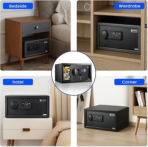 Miniatura 8 de Caja de seguridad biométrica para el hogar, (0.78-2.04 pies cúbicos), bloqueo seguro de huellas dactilares de acceso rápido, teclado retroiluminado