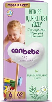 Canbebe Bebek Bezi 6 Beden (15-27 kg) 62 Adet