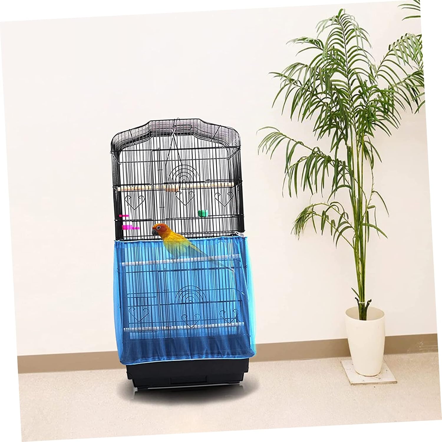 Toddmomy 2pcs Bird Cage Covers Birdcage Mesh Shield Breathable Protective Cover for Parrots Canaries and Songbirds Easy to Install