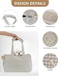 Porte chien pour petits chiens Chat lapin avec de grandes poches, sac en coton, porte chien souple côté, porte chiot de voyage collapsible (Grey, 17" L x 7.5" W x 12" H)