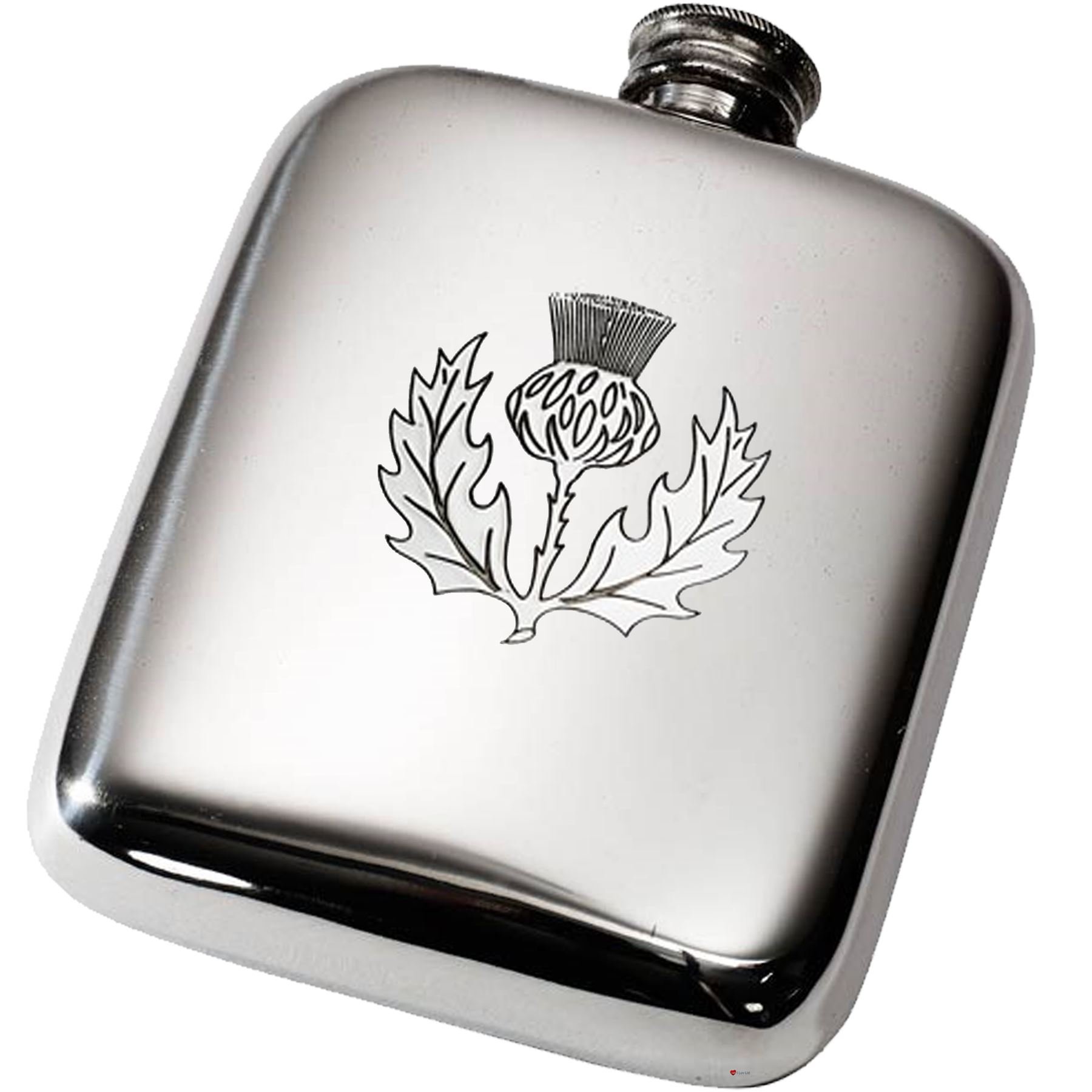 Flasque de poche 4oz chardon écossais gravée en étain haut de gamme