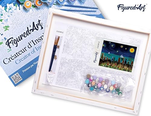 Vista 359 de Figured'Art - Juego de pintura por números, lienzo enrollado sin marco, para manualidades, para adultos, 16 x 20 pulgadas, jarrón de peonías