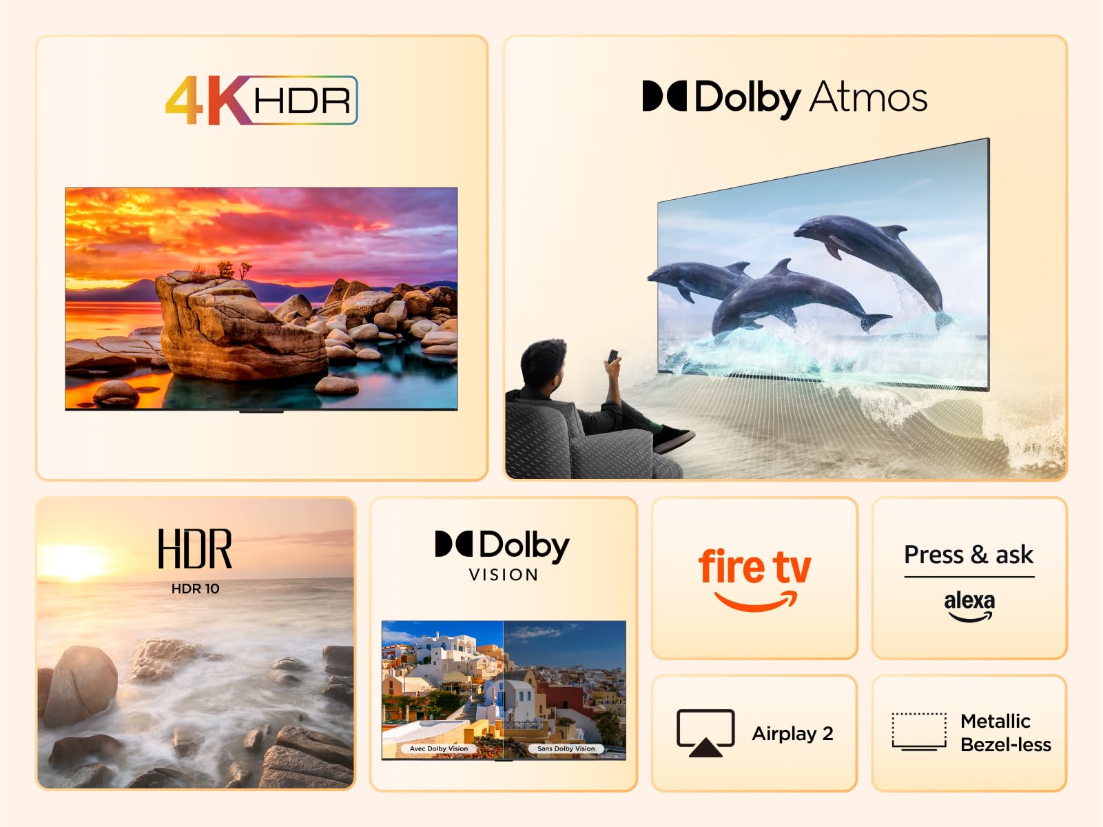 TCL 55PF650A 55" 4K Ultra HD Fire TV (Smart TV with Dolby Vision & Atmos, Tap and Ask Alexa) | Game Master, Motion Clarity, Dolby Vision & Atmos, Press & Ask Alexa