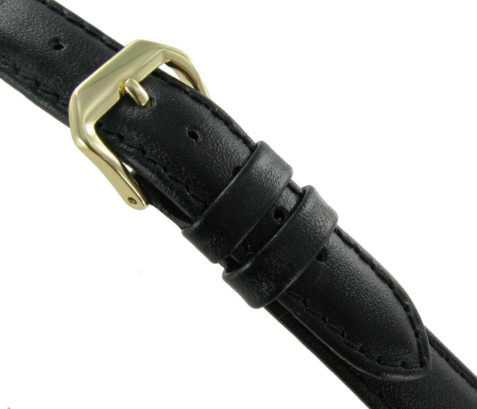 14mm Kreisler Black Genuine Padded Calf Leather Ladies Watch Band Long
