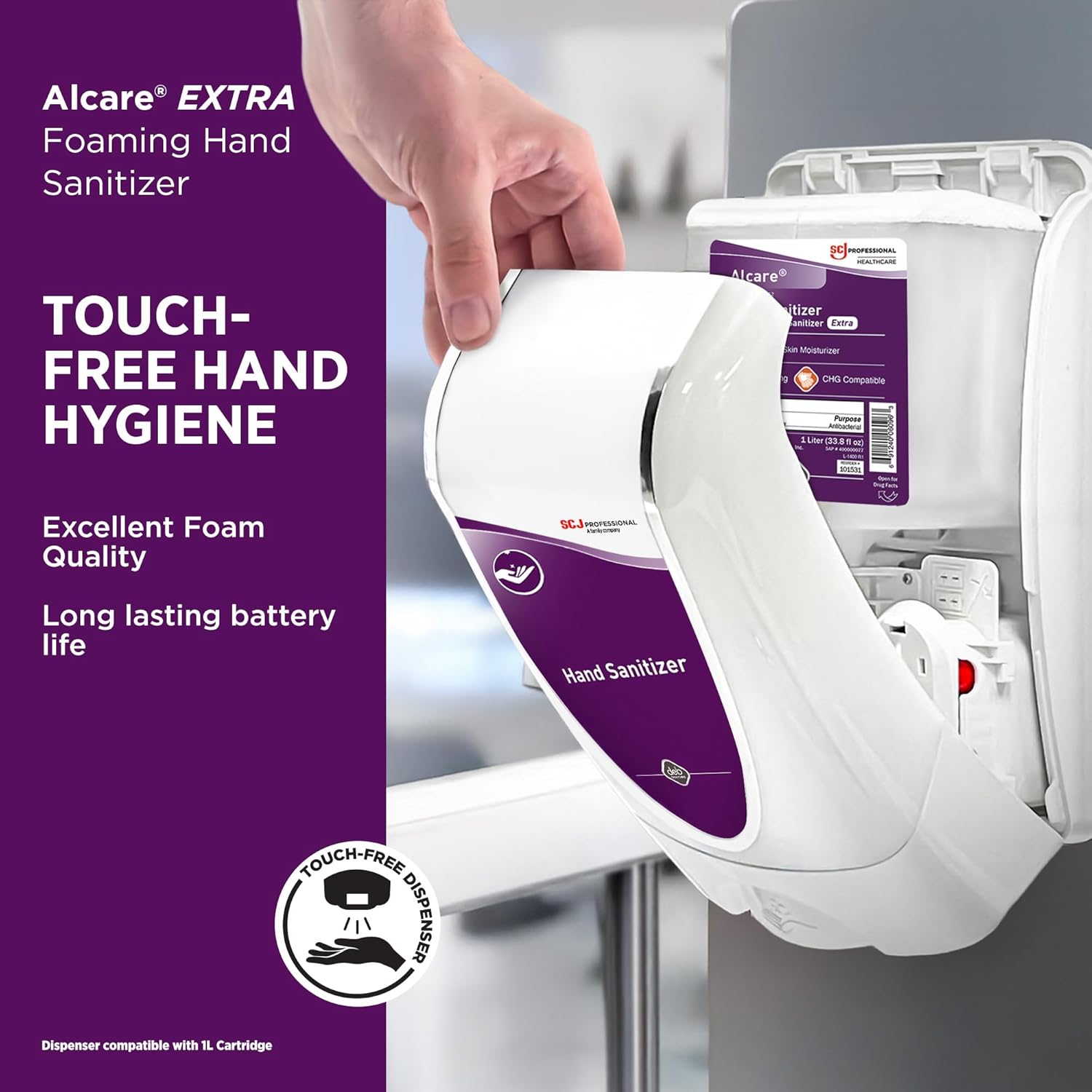 SC Johnson Professional® Alcare Extra Foaming Hand Sanitizer Starter Pack (1 cartridge + 1 dispenser), 1 L, 1/CS