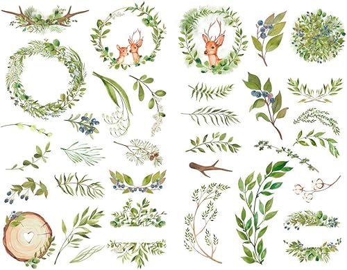 Seasonstorm Hojas verdes Kawaii estética pastel arte agenda diario planificador papelería pegatinas