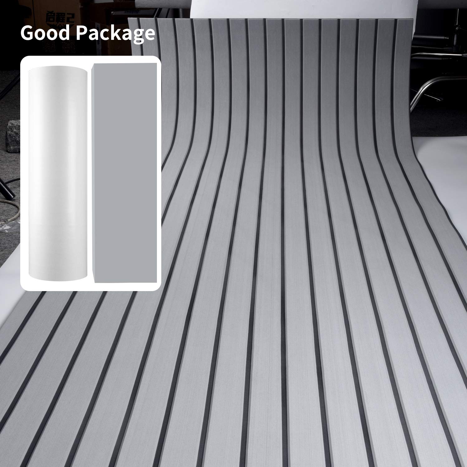 SenMore 240x90cm,Eva Tappetino Antiscivolo per Barca, Navi e Marittimi, Tappetino Antiscivolo in Teak Artificiale può Essere Utilizzato per la Decorazione di Yacht