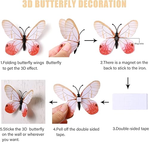 Miniatura 3 de LiveGallery 72 calcomanías de pared de mariposas 3D extraíbles para bricolaje, mariposas coloridas, decoración artística, murales para el hogar,