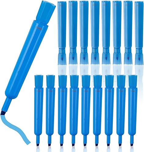 1InTheOffice Resaltadores azules con punta de cincel, marcador de cincel, resaltador fluorescente, azul, clip para tanque de barril, paquete de 12